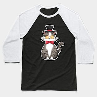 Noble Cat Wearing Glasses Baseball T-Shirt